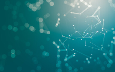 Abstract background. Molecules technology with polygonal shapes, connecting dots and lines. Connection structure. Big data visualization.