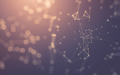 Abstract background. Molecules technology with polygonal shapes, connecting dots and lines. Connection structure. Big data visualization.