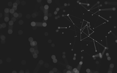 Abstract background. Molecules technology with polygonal shapes, connecting dots and lines. Connection structure. Big data visualization.