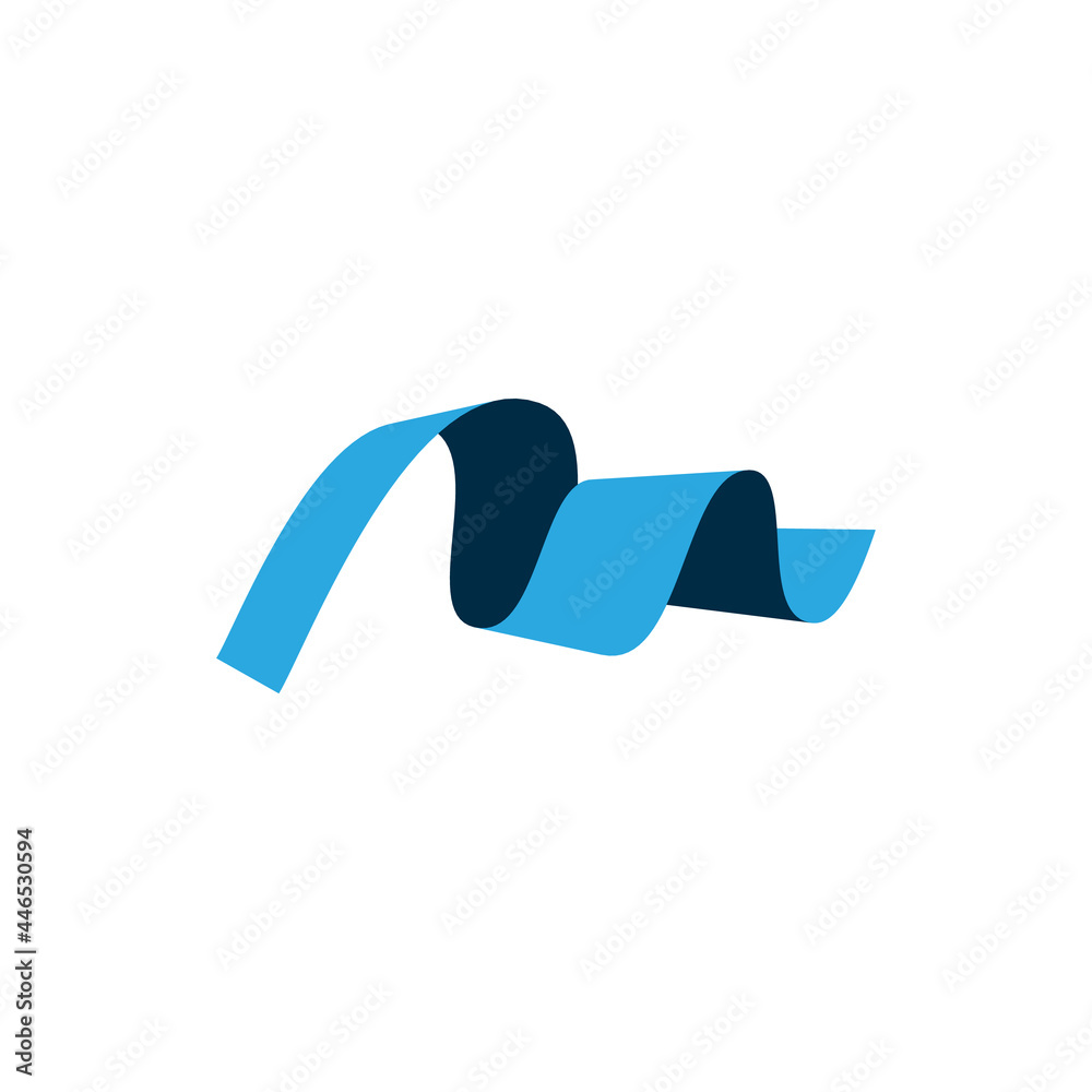 Wall mural simple blue ribbon origami logo vector