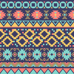 Geometric ethnic or tribal seamless pattern fabric design. Abstract background. Vector.