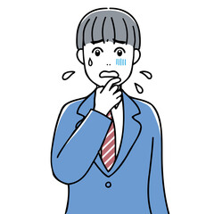 A high school boy worried about something