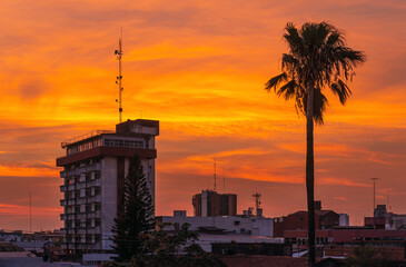 Santa Cruz de la Sierra city at sunrise, Bolivia.