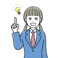 A high school girl coming up with an idea