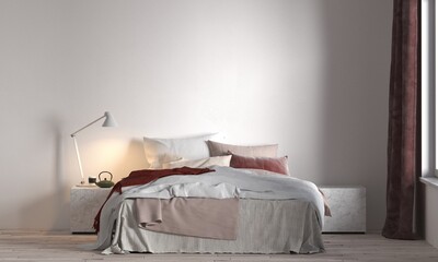 Mock up furniture decor in luxury style bedroom interior, 3d render