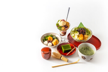 抹茶パフェ　Parfait (sundae) using matcha (Japanese powder tea) 