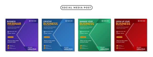 Set of social media stories post template concept design for business webinar, marketing webinar, online class program, etc
