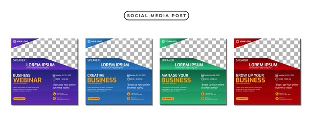Set of social media stories post template concept design for business webinar, marketing webinar, online class program, etc