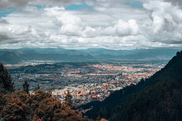view of the city trough the mountains 