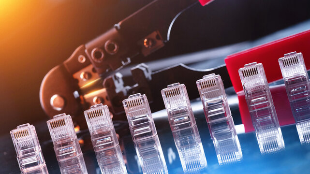 internet or telephone line cables and crimper