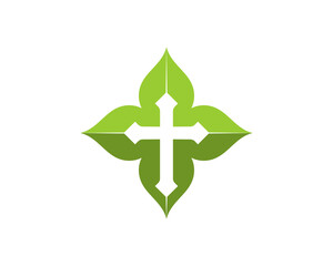 Christian cross silhouette in the nature leaf