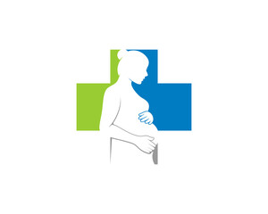 Pregnant mom in the plus medical symbol
