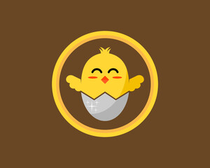 Chick inside the egg vector illustration