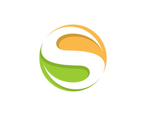 S Letter from circular nature leaf logo
