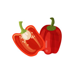 red bell pepper, paprika vector(Capsicum annuum L.) isolated on white background