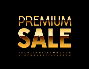 Vector business Banner Premium Sale. Elite Luxury Font. Artistic Alphabet Letters and Numbers set