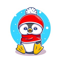 cute penguin cartoon vector illustration