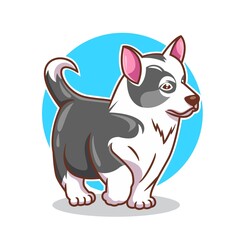 cute baby dog, husky cartoon vector illustration