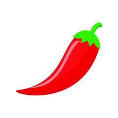 Red chili pepper simple illustration on white background. Vector of fresh vegetable simple concept, minimal design for icon, logo, symbol, healthy food, hot, chayenne