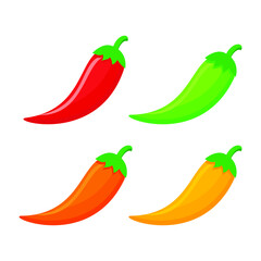 Chili pepper simple illustration on white background. Vector of fresh  vegetable simple concept, minimal design for icon, logo, symbol, healthy food, hot, chayenne, red, green, orange, yellow