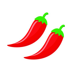 Chili pepper simple illustration on white background. Vector of fresh vegetable simple concept, minimal design for icon, logo, symbol, healthy food, hot, red chili chayenne
