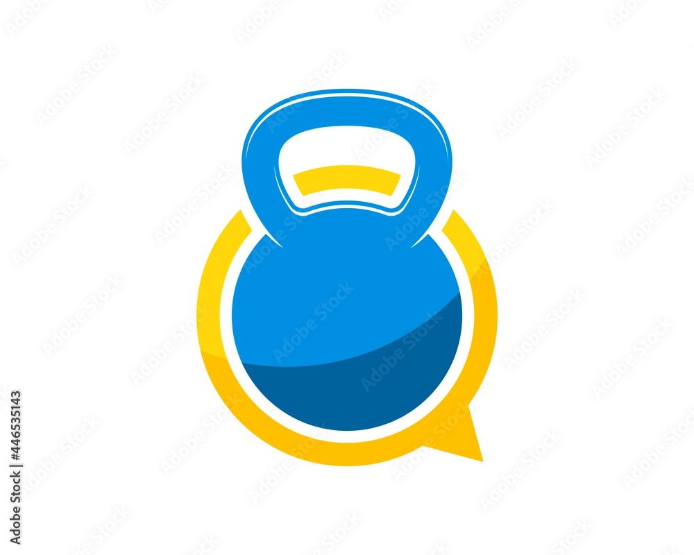 Wall mural simple bubble chat with gym kettle bell inside