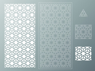 seamless pattern with shapes Triangles   Laser cutting cnc Decorative screen grill board papercut Polygon0007A
