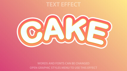 Fototapeta premium Editable cake-themed 3D text effect (EPS10 vector). Perfect for bakery logos, birthday designs, and food packaging - fully customizable colors and text