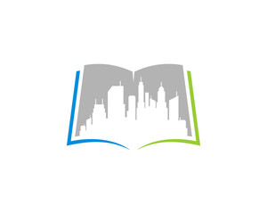 City building in the open book page