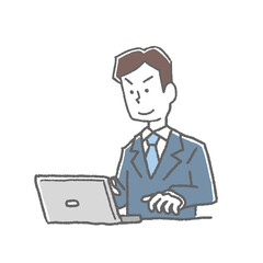 オフィスワークする会社員男性