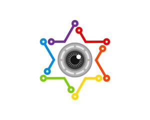 Fototapeta premium Star circuit technology with eye camera inside