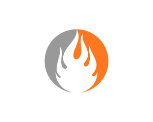 Fire flame silhouette with circle shape logo