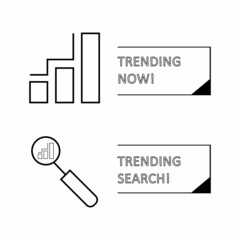 Trending topic vector logo icon or symbol set with black white line element suitable for social media and web communicate. Emblems and banners vector set isolated on white background.