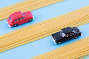 Pasta composed of lanes and driving cars