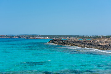 Levante beach in Formentera, Spain in summer 2021