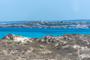 Levante beach in Formentera, Spain in summer 2021