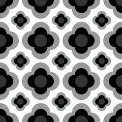 Seamless lined gray floral motifs for fabric and printed products on a white background.