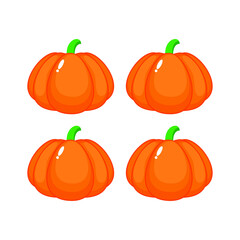 Orange pumpkin simple illustration on white background. Vector of fresh  vegetable simple concept, minimal design for icon, logo, symbol, healthy food