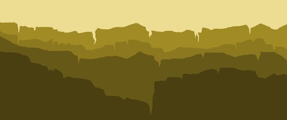 Silhouette of ravine. Ravine silhouette vector illustration. 3440 x 1440 ravine vector illustration re-editable.