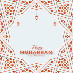 Obraz na płótnie Canvas Happy Muharram greeting card template with premium vector