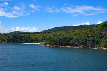 Fototapeta na wymiar Approaches to Santos, Brazil from sea