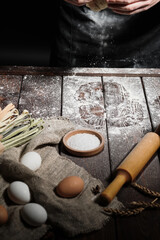 Portrait of chef making fresh dough