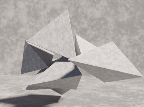 Cement triangle shape texture scene 3D rendering abstract wallpaper backgrounds