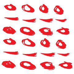 Red Brushes Japanese. Scarlet Ink Scratch. Stroke Creative. Brushstroke Splatter. Watercolor Collection. Paint Distress. Paintbrush Background. Set Abstract. Grungy Japanese.