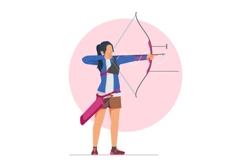 Archery athlete in-game vector illustration