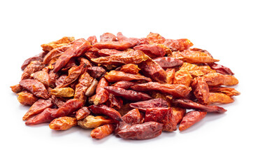 red dry chili isolated on white background.