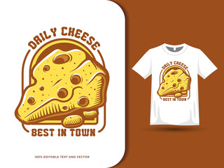 piece of cheese badge logo on T-shirt design