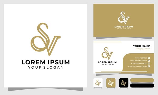SV sv letter design logo logotype icon concept with serif font and classic elegant style look vector illustration. SV logo Premium Vector Logo and business card design