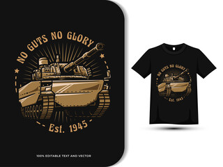 vintage military tank vector on T-shirt design