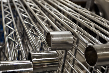 Detail of metal parts of spare parts for a shelf (floor).